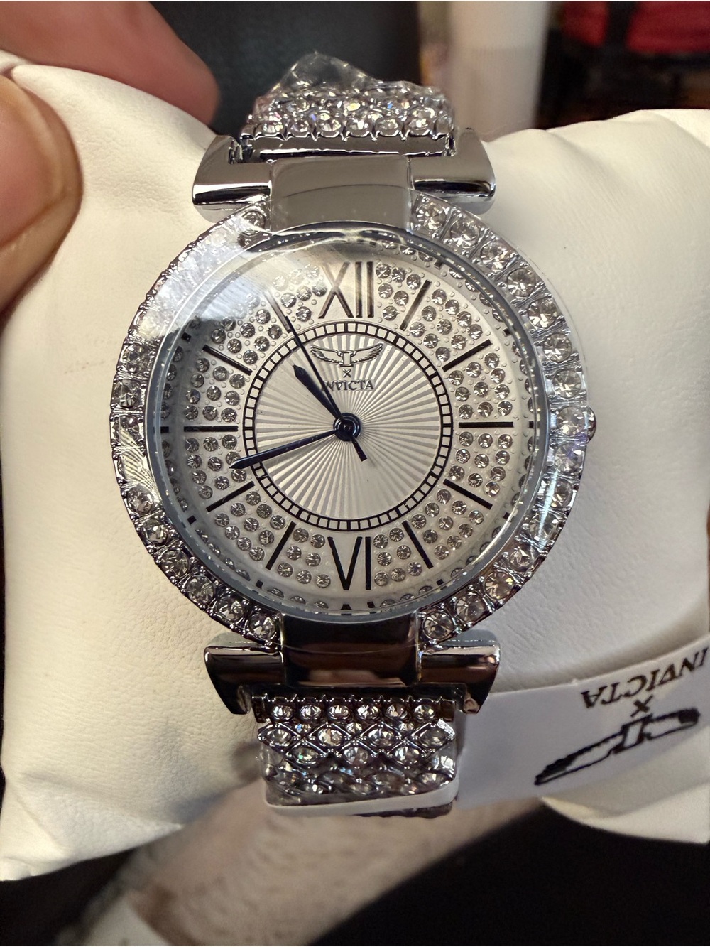 Invicta Wildflower Women's Silver Crystal Pavé Bracelet Watch NIB